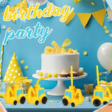 12 Set Excavator Truck Cups with Straws Tractor Birthday Party