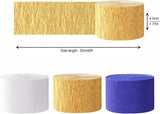 Navy-Blue White-Gold Crepe Paper Streamers - 9 Rolls Royal Blue