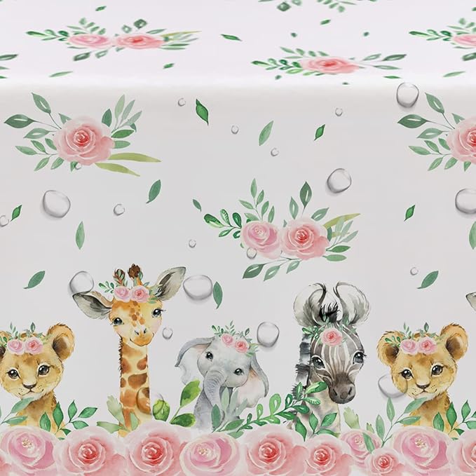 Safari Tablecloth for Girls Disposable Jungle Party Tablecover