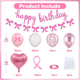 Pink Bow Birthday Decorations, Coquette Party Decor with Happy