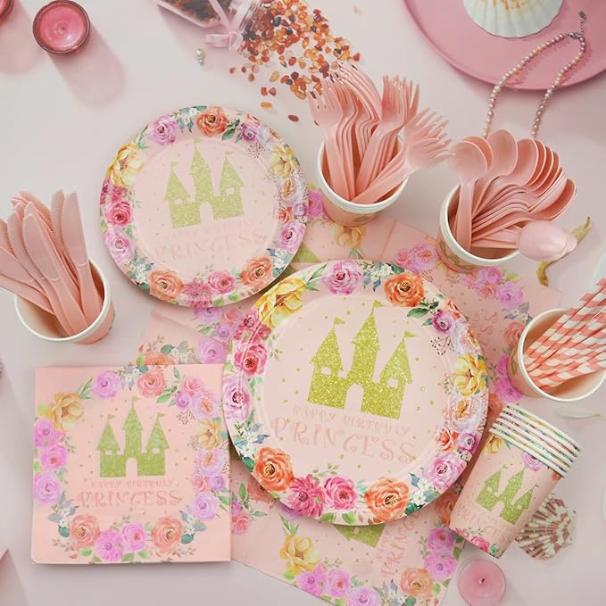 Princess Themed Birthday Party Decorations for kids Includes Plate