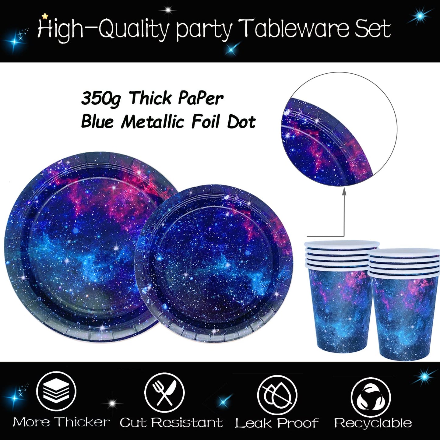 Space Galaxy Party Supplies Tableware Set Outer Space Theme Birthday