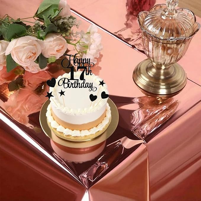 17th Birthday Decorations for Teen Girls Black Rose Gold Party Kit