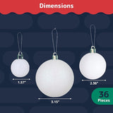 Prextex 36 Piece White Christmas Ornaments and Balls - White Ornament