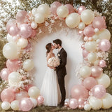 Boho Dusty Pink Balloons Garland Arch Kit, Double Stuffed White Pearl