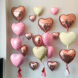 Pink White Heart Balloons, 19PCS Rose Gold and White Heart Shape