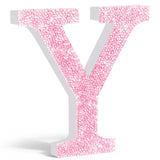 Qunclay Pink Crystal Diamond Letter Wall Decor, Glitter Wooden Bling