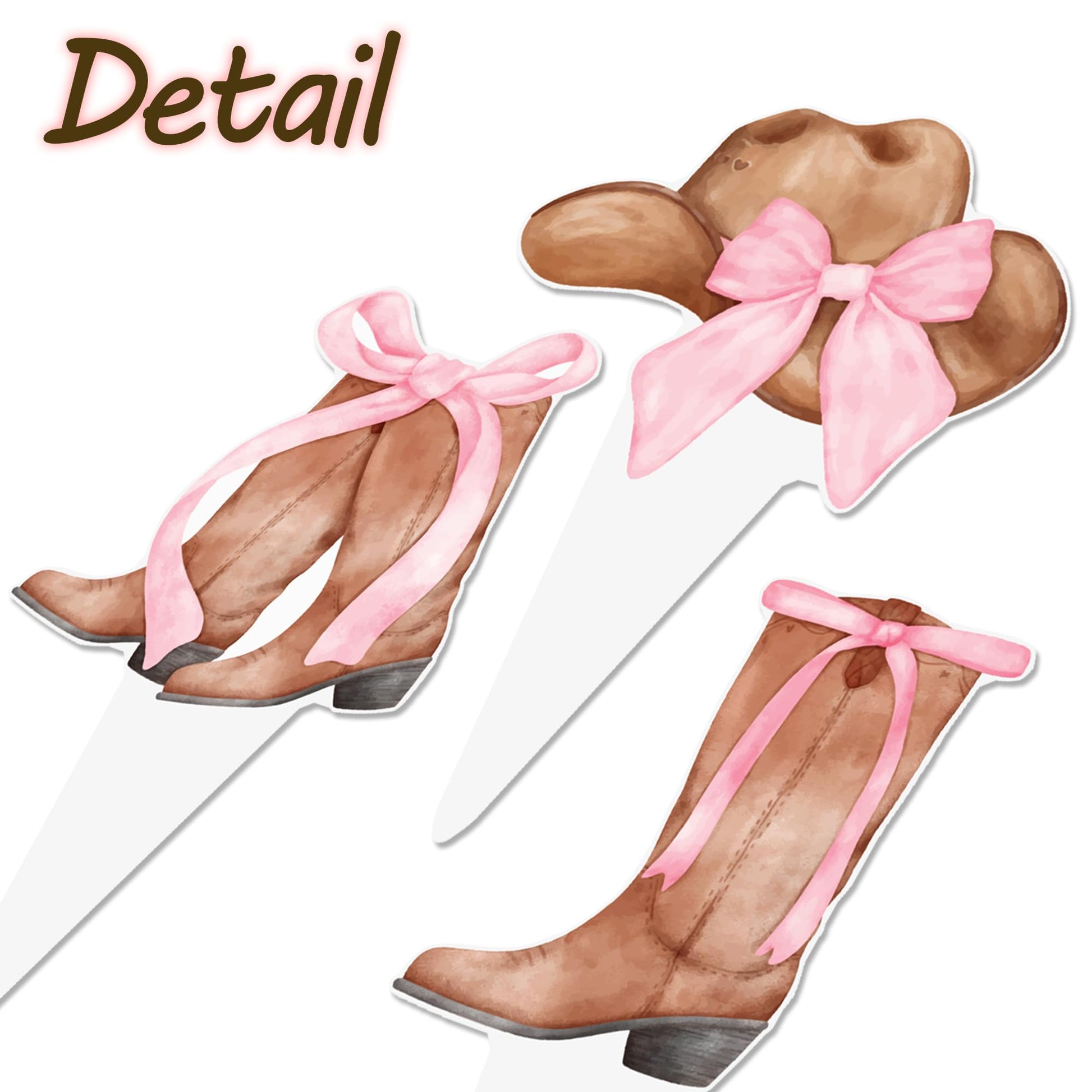 Cowgirl Boots and Hat Pink Bow Cupcake Toppers Coquette Cowgirl Cake