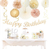 Champagne Gold Beige Fall Boho Birthday Party Decorations 21pcs