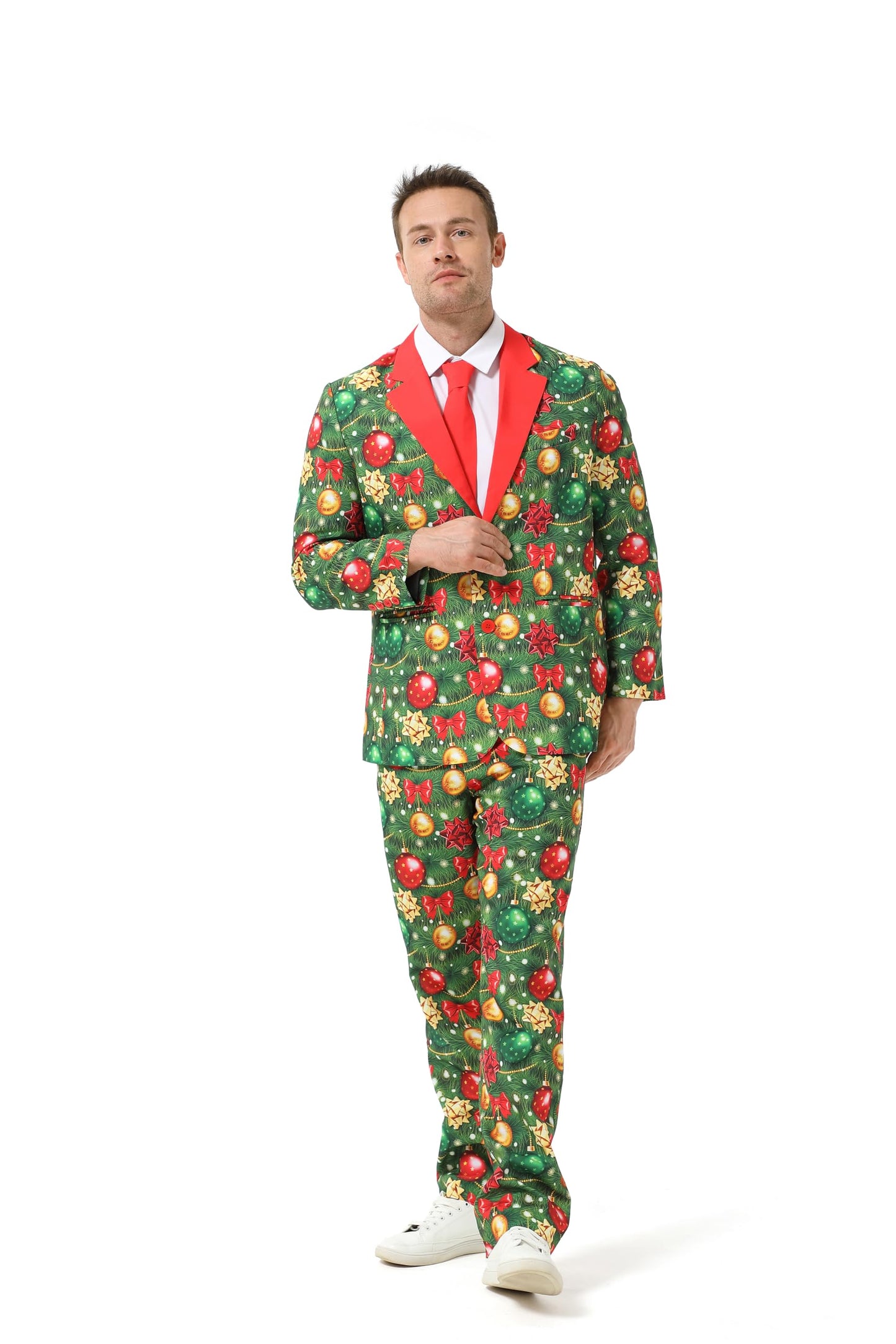 Men's Christmas Party Suit Funny Costume Novelty Xmas Jacket Trousers