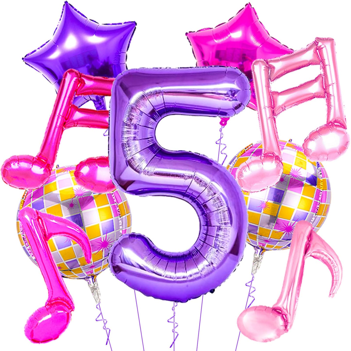 9Pcs Kpop Birthday Decorations - Kpop Music Balloons Hot Pink Mus 5