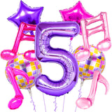 9Pcs Kpop Birthday Decorations - Kpop Music Balloons Hot Pink Mus 5
