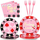 96 Pcs Casino Paper Party Plates and Napkins for Las Vegas Themed