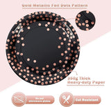 Black and Rose Gold Paper Plates and Napkins-200 Pack - Paper Plates