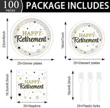 100PCS Retirement Party Supplies Happy Retirements Paper Plates