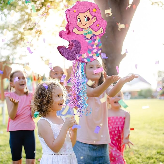 Foldable Mermaid Piñata Pull String Mermaid Birthday Party
