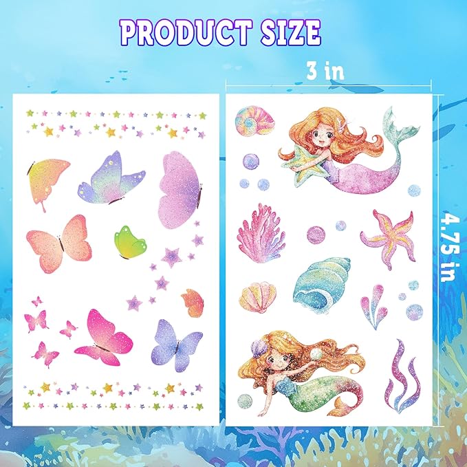 Ozepao Glitter Temporary Tattoo for Girls, 30 Sheets Mix Butterfly