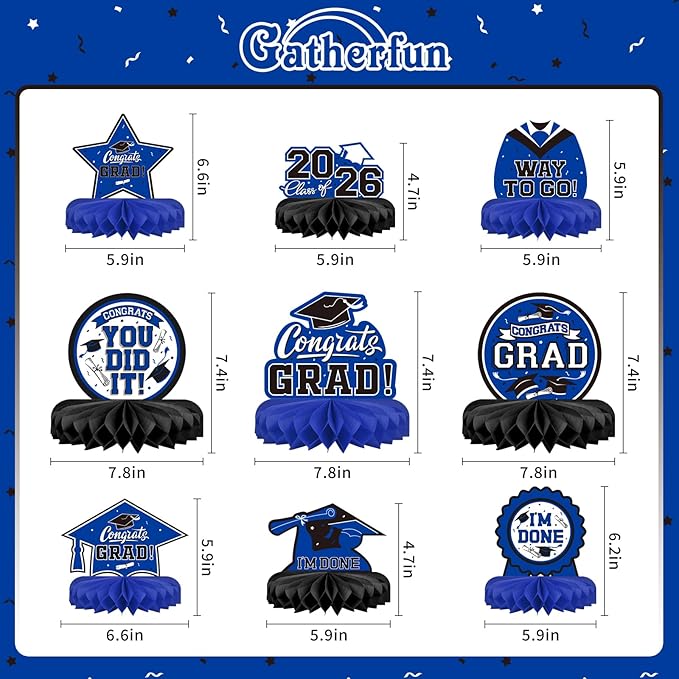 9PCS Graduation Party Decorations Class of 2026 Congrats Grad Table