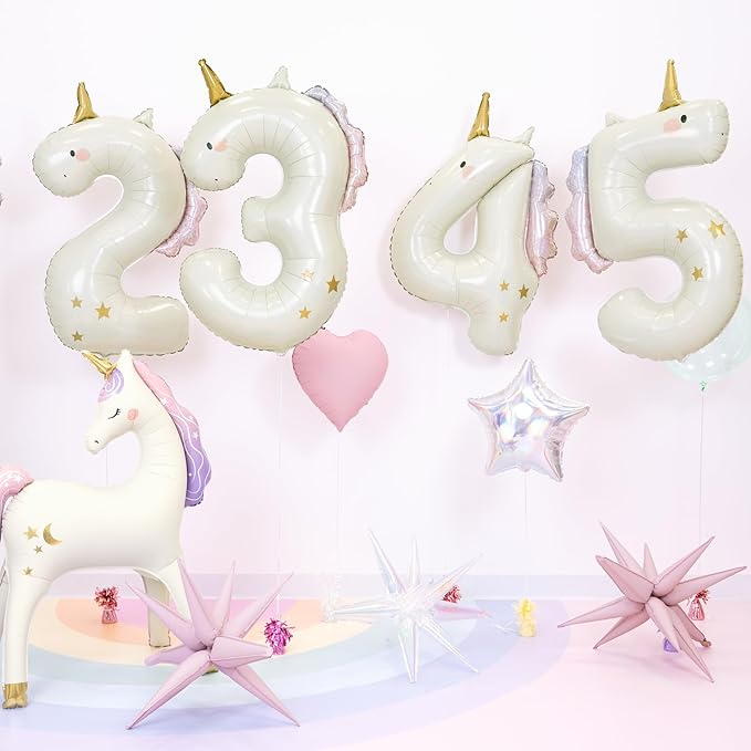 Unicorn Number 5 Balloon PartyDeco 36.5 Inch Holographic Foil