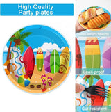 100 Pcs Summer Beach Surfing Party Paper Plates Napkins Supplies for