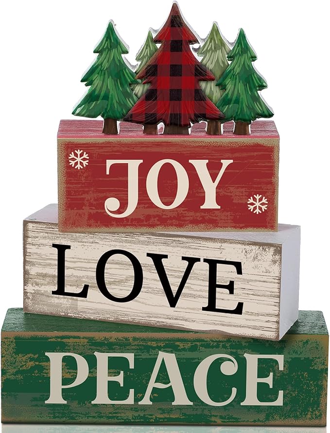 4 Pcs Christmas Table Decor Christmas Tree Centerpiece Joy Peace