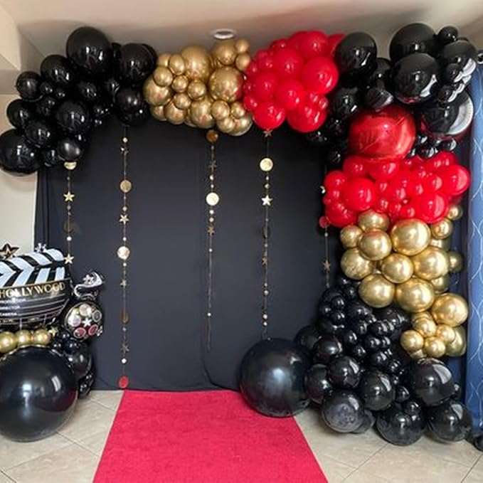 Red Black and Gold Balloons 60Pcs 12 Inch Red and Black Gold Party