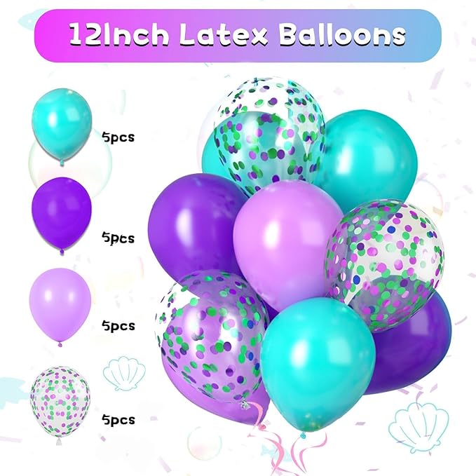 Mermaid Birthday Decorations Purple Teal Blue Party Decorations for