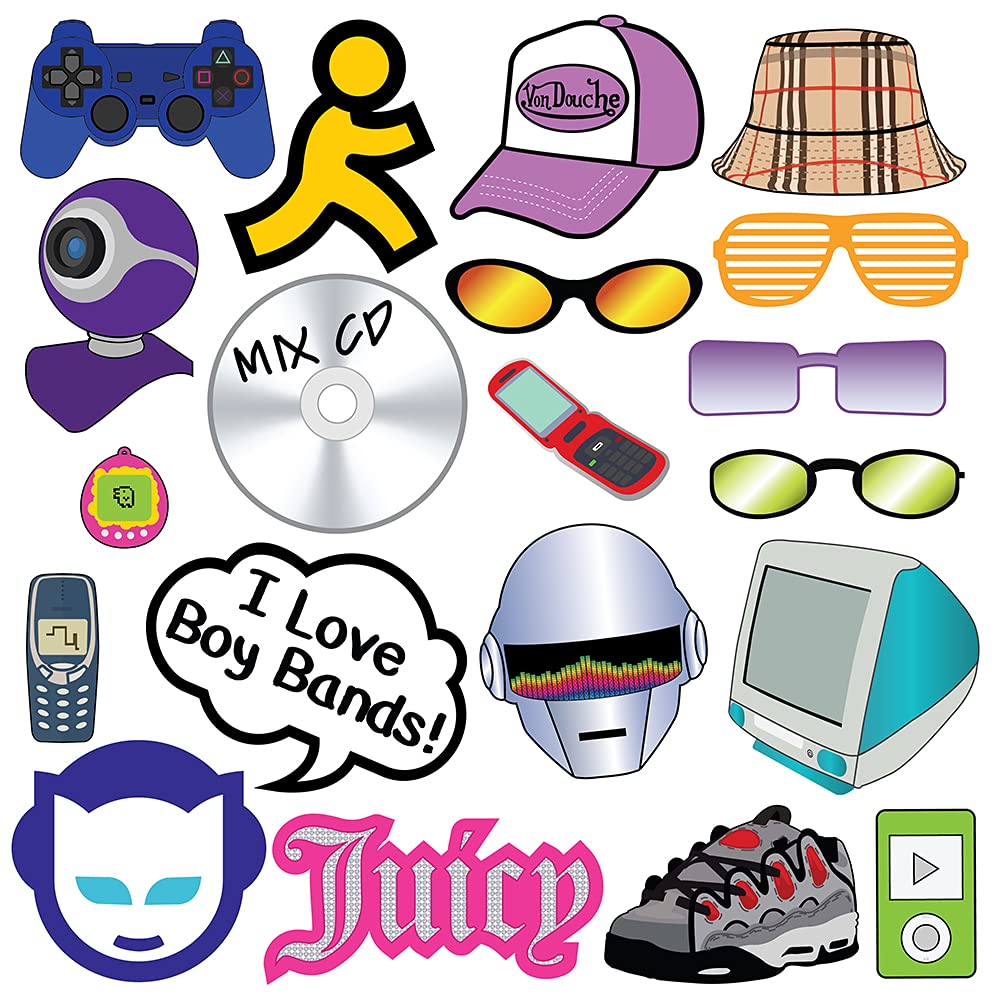 2000s Y2K Photo Booth Props - 40 Pieces - Throwback Y2K Party