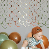 36 Pcs Jungle Hanging Swirl Decorations Sage Green Brown Beige Felt