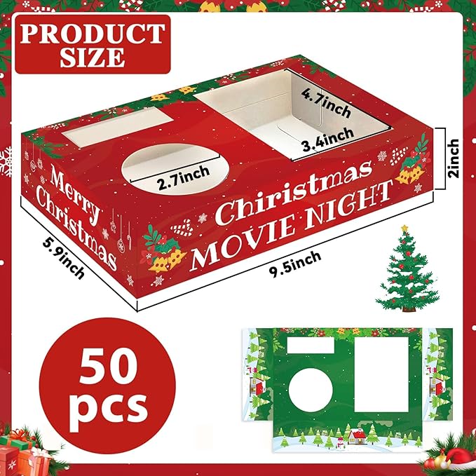 50Pcs Christmas Party Supplies Movie Night Paper Snacks