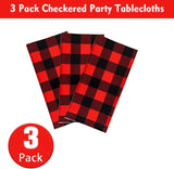 Kesfey 3 Packs Buffalo Check Plaid Table Cloth 54 x 108 Inches Red