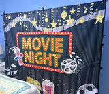 Movie Night Backdrop Fabric 10x6.5ft Cinema Popcorn Light Movie