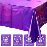 FunnyPars 8 Pack Iridescent Purple Plastic Tablecloths, Shiny