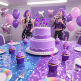 LOYIM 3 Pcs Kpop Holographic Tablecloth for Birthday Party Pink Purple