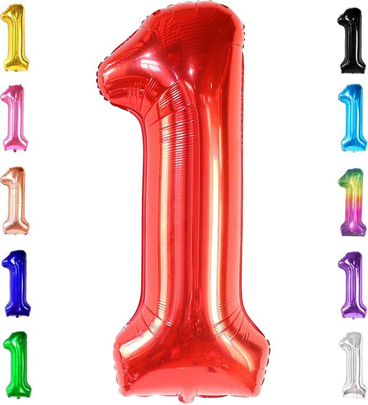 KatchOn, Red Number 1 Balloons - 40 Inch | Foil Balloon For 1 Happy
