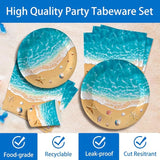 140Pcs Beach Party Supplies Ocean Waves Tableware Set Summer Beach