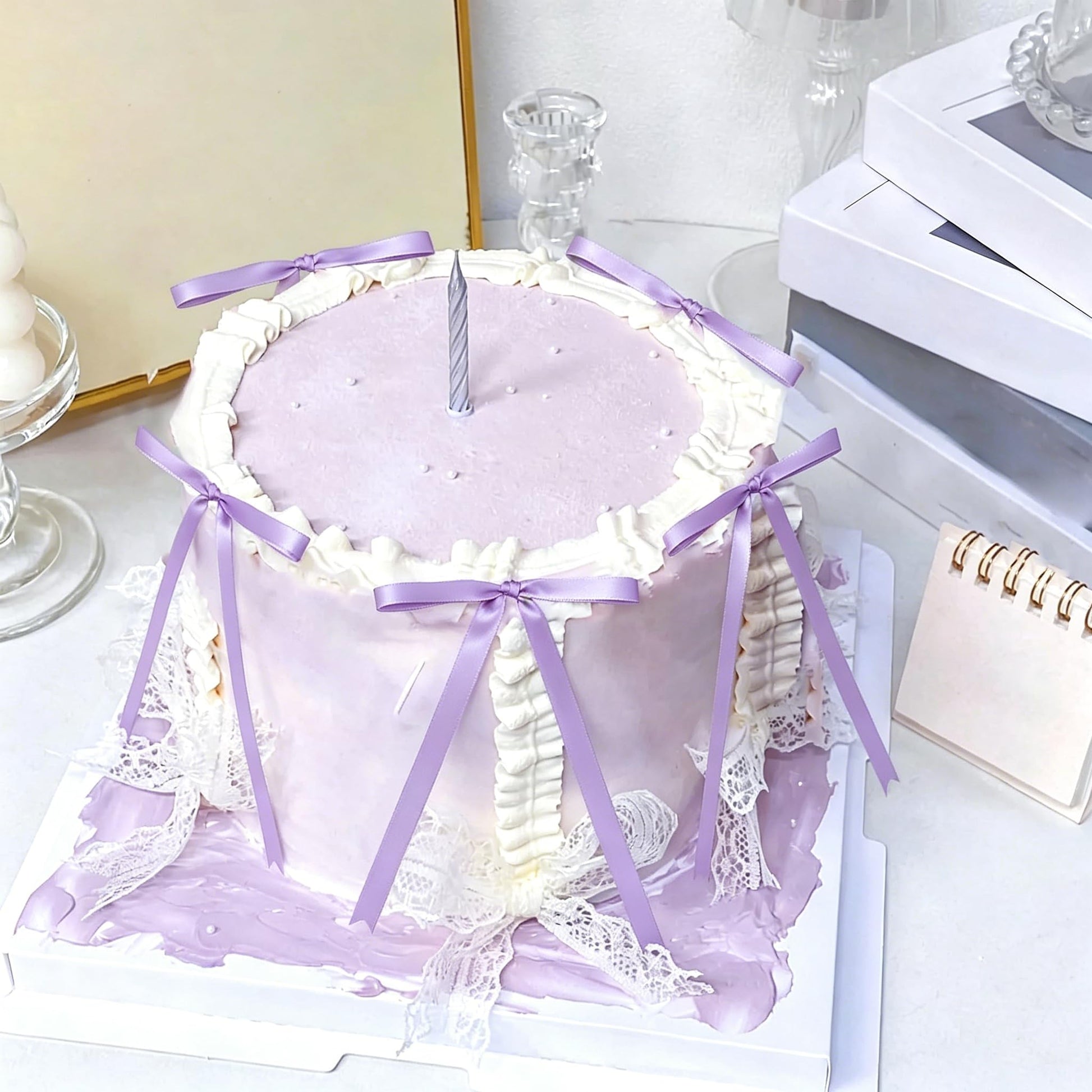 Purple Bow Cake Topper Coquette Bows Cake Decorations Dessert Purple