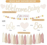 Champagne Gold Boho Baby Shower Party Decoration Welcome Baby Banner