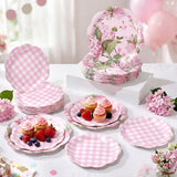 Mumufy 100 Pack Hydrangea Paper Plates 9" & 7" Disposable Checkered