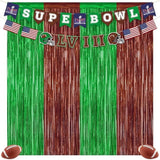2 Pack Football Party Decorations, 3.28 FT x 6.58FT Tinsel Backdrop,