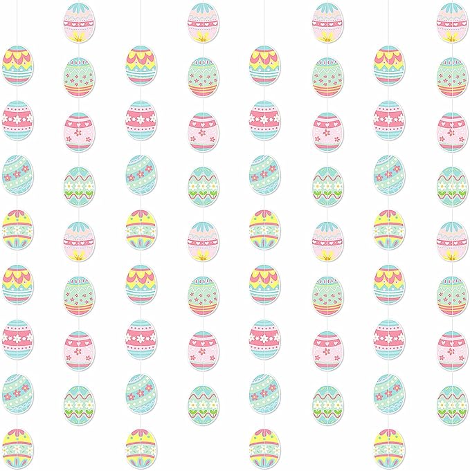 Wall Hanging Decorations Easter Egg Garland - 8pcs Rainbow Easter