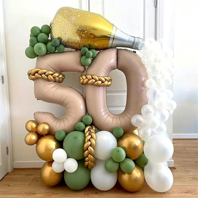 Nude Number 1 Balloons, 40 Inch Tan 1st Birthday Foil Balloon for