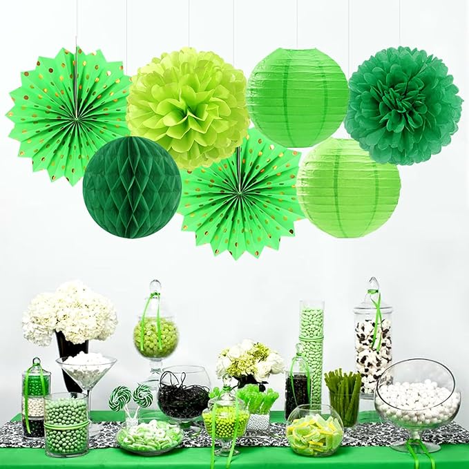 Green Party Decorations Streamers Lanterns 14pcs St Patricks Day