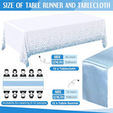 Breling 24 Packs Baby Blue and White Disposable Plastic Tablecloths