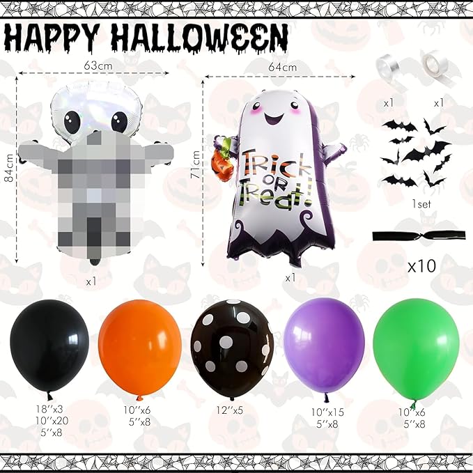 Halloween Balloon Arch Garland Kit Purple and Black Balloons with 3D