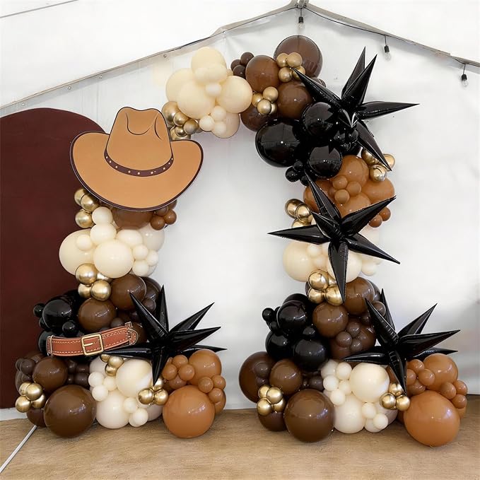 Black Brown Nude Balloon Arch Kit,Balloon Garland with Black Star