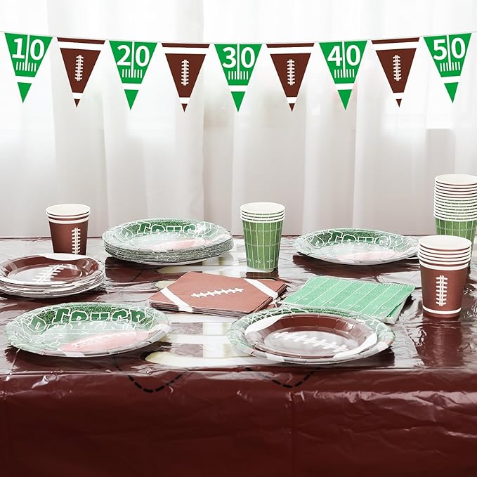 Football Party Decorations Set for 24 Disposable Paper Plates and