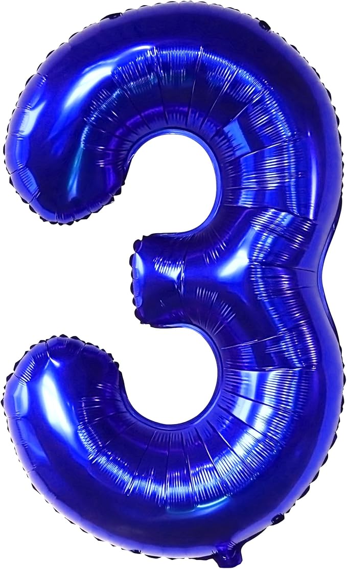 KatchOn, Giant Royal Blue Number 3 Balloon - 40 Inch | Navy Blue 3