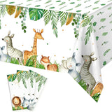 Jungle Safari Tablecloths 3Pcs Wild Animal Table Cover for Safari