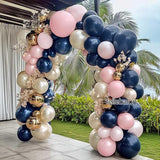 Navy Blue Pink Gold Balloon Arch Kit Double Stuffed Dark Blue Pastel